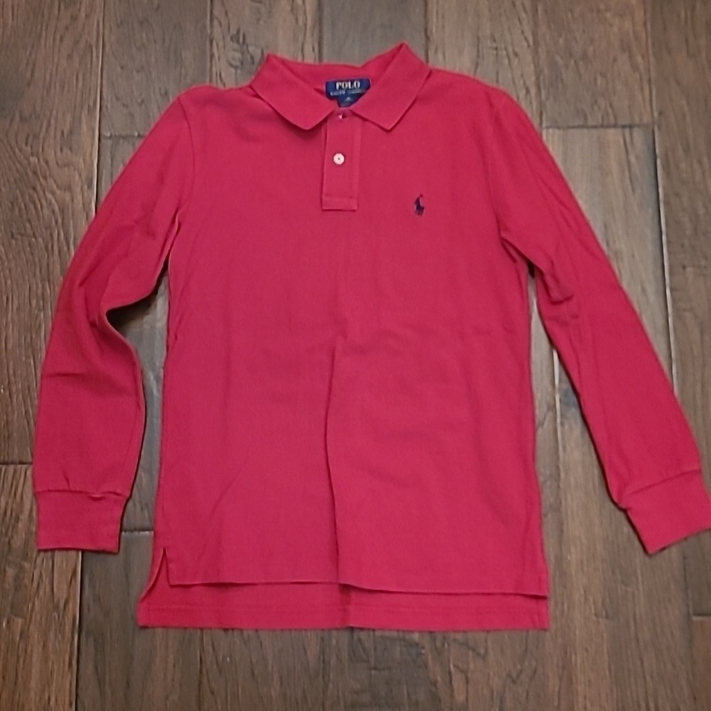 Polo Ralph Lauren boy's red long-sleeved polo style shirt size Medium (10/12)